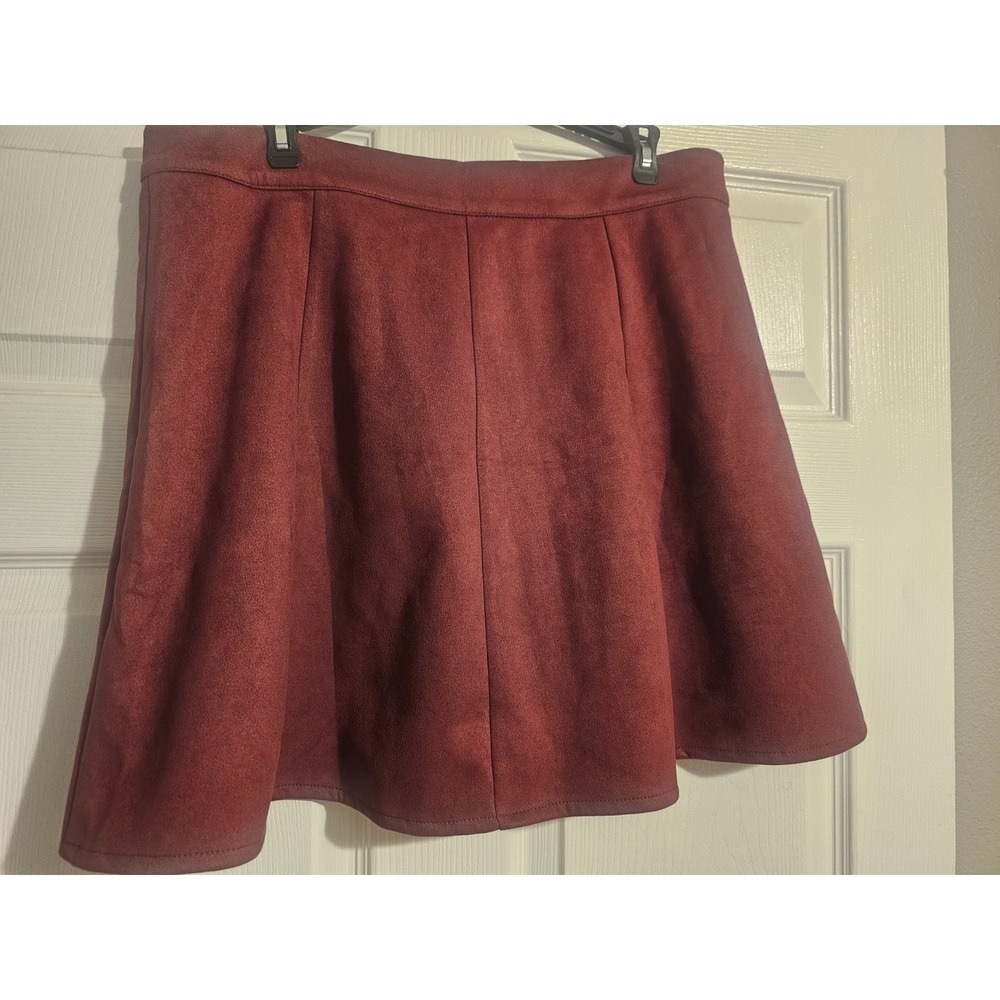 NWT Women's XL Burgundy Maroon A-Line Mini Skirt High Waist Gold Button Front - Picture 5 of 16